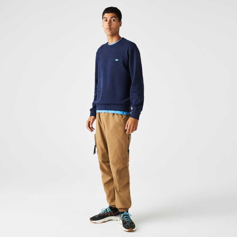 Lacoste Classic Fit Speckled Print Fleece Sweatshirt Navy Blue | VIMA-25864