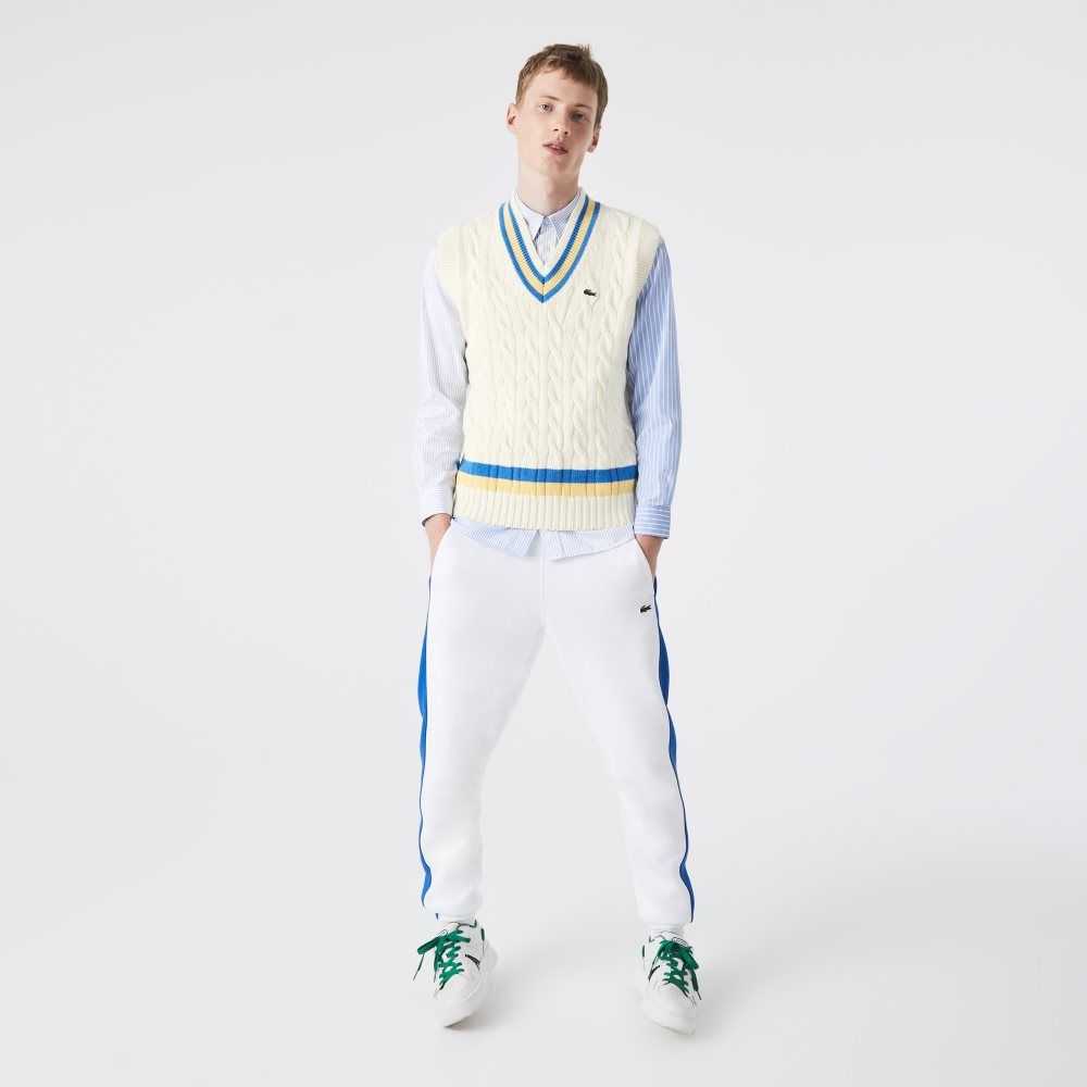 Lacoste Classic Fit Wool Sweater Vest White / Yellow / Blue | VPIJ-12487