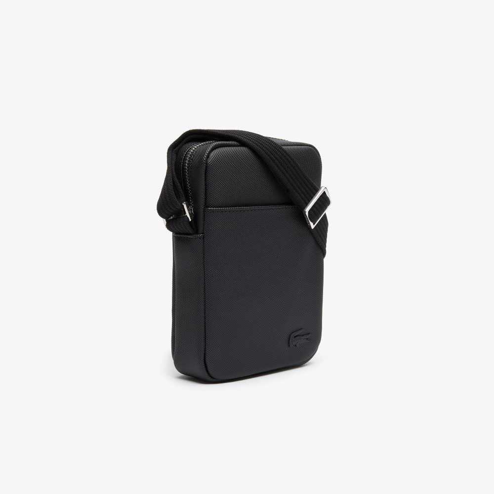 Lacoste Classic Petit Pique Vertical Zip Bag Black | XJSY-89562