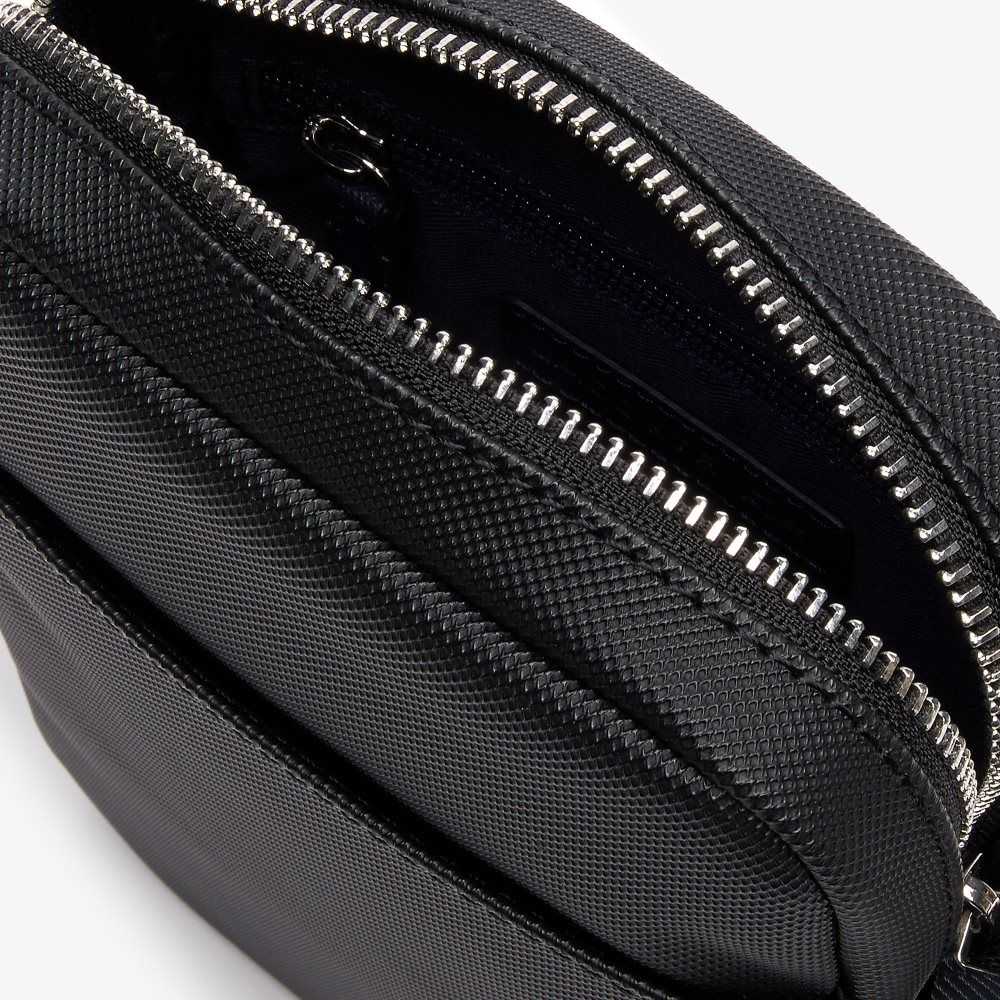 Lacoste Classic Petit Pique Vertical Zip Bag Black | XJSY-89562