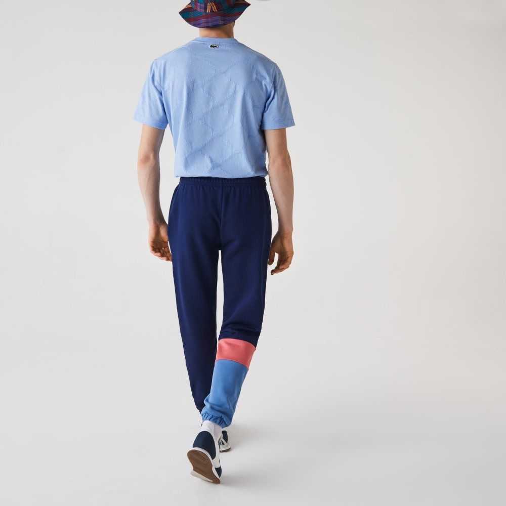 Lacoste Color-Block Fleece Trackpants Blue / Pink / Blue | NIOP-27958