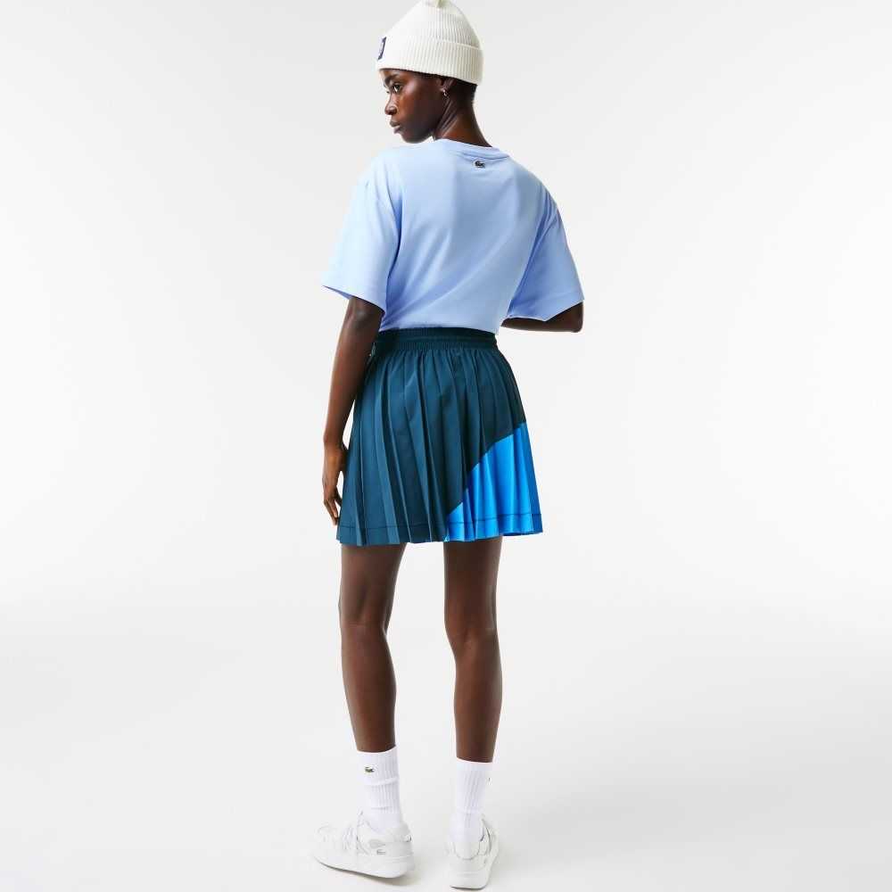 Lacoste Color-Block Nylon Pleated Skirt Blue | LGZN-35798