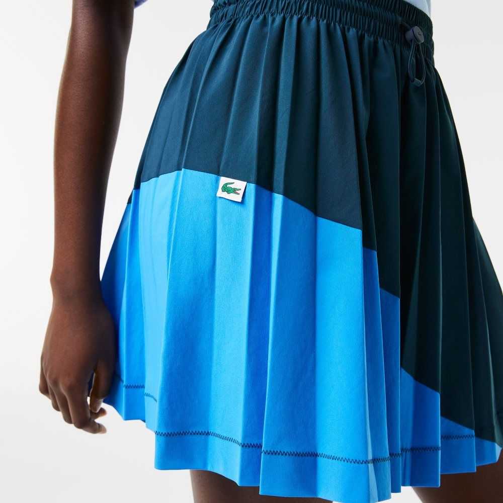 Lacoste Color-Block Nylon Pleated Skirt Blue | LGZN-35798