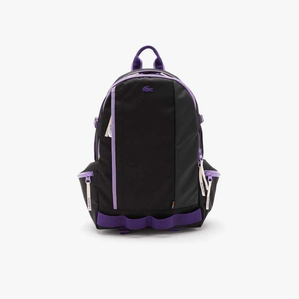 Lacoste Color-Block Zip Pocket Backpack Noir Samui Neva Farine | CSMB-24301