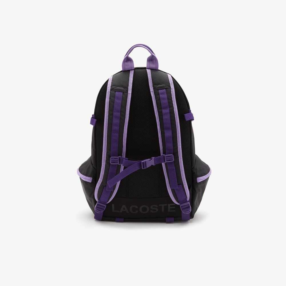 Lacoste Color-Block Zip Pocket Backpack Noir Samui Neva Farine | CSMB-24301