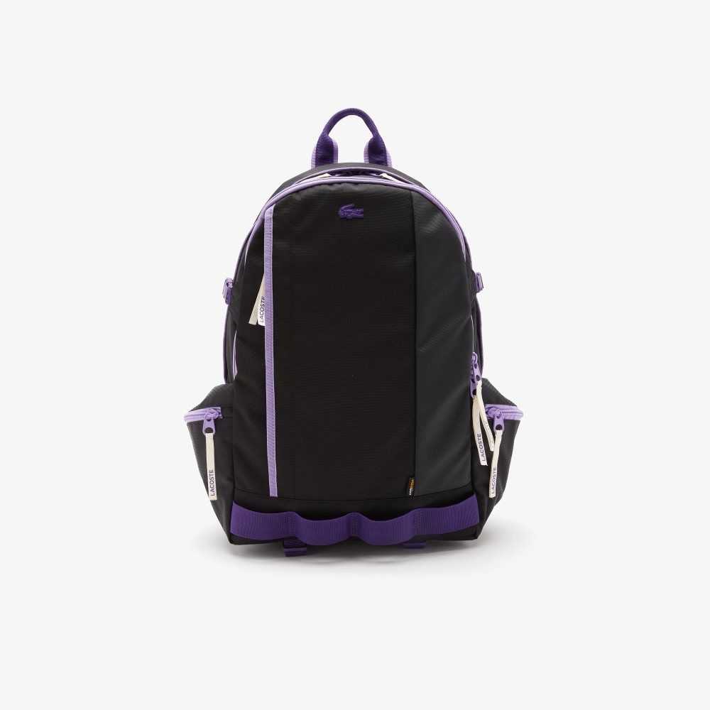 Lacoste Color-Block Zip Pocket Backpack Noir Samui Neva Farine | PARJ-53824