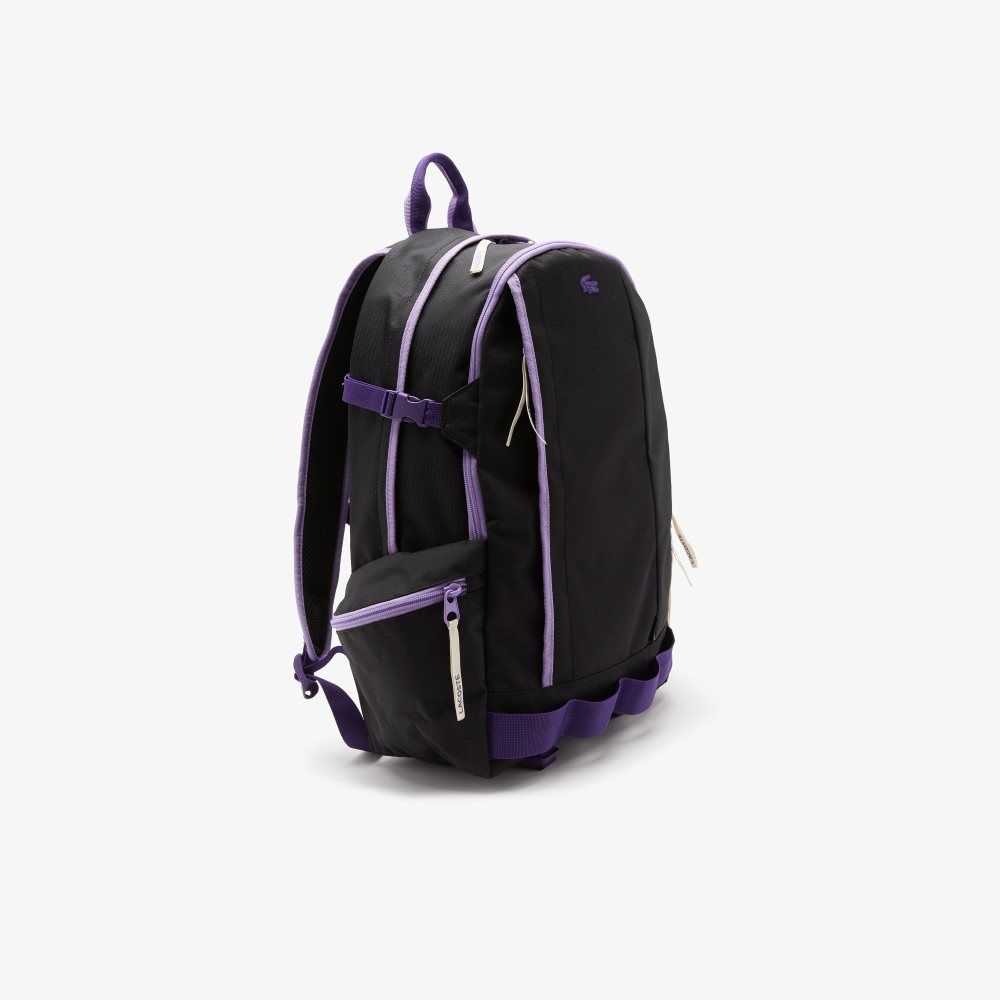 Lacoste Color-Block Zip Pocket Backpack Noir Samui Neva Farine | PARJ-53824