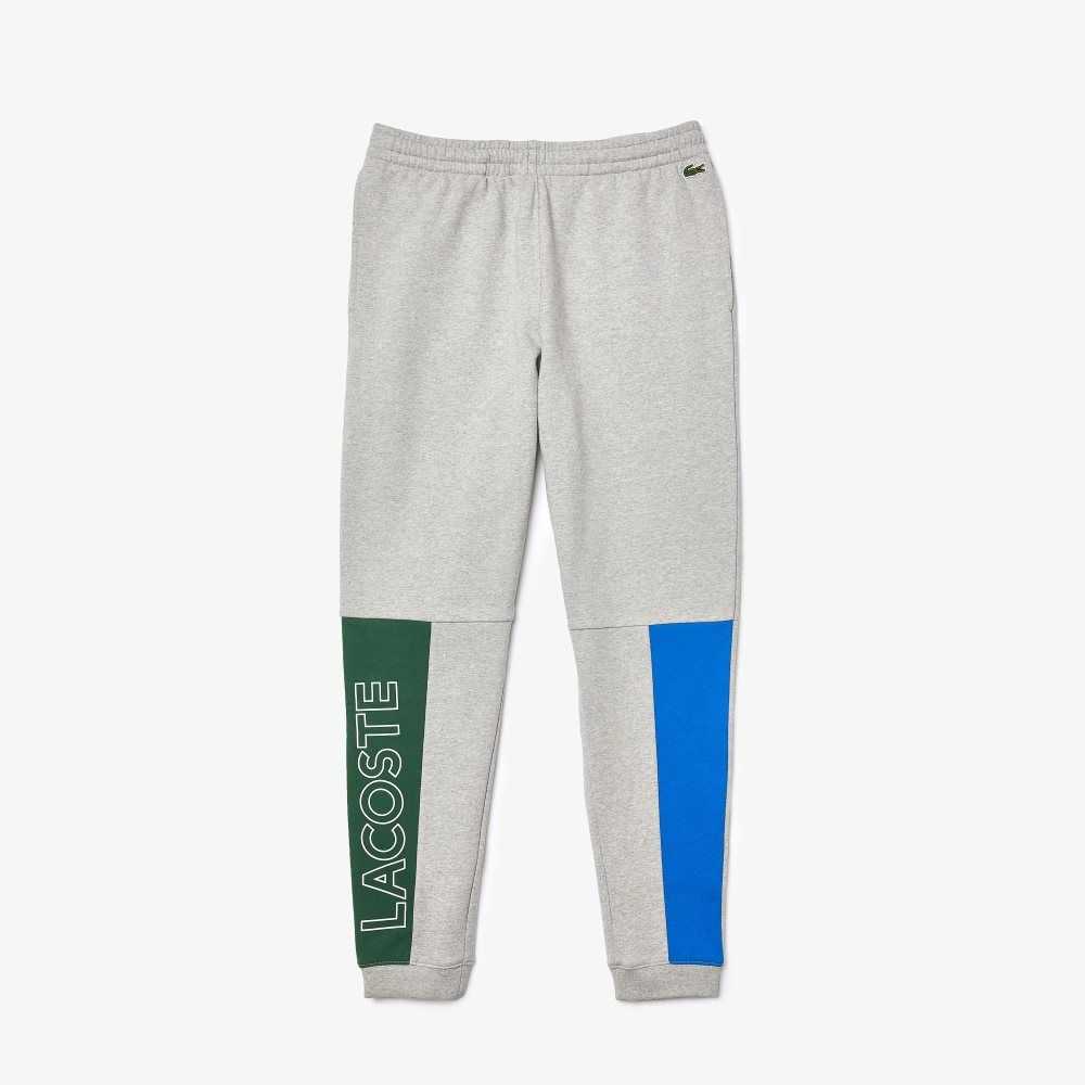 Lacoste Colorblock Cotton Fleece Blend Jogging Pants Grey Chine / Blue / Green | ILBA-86527