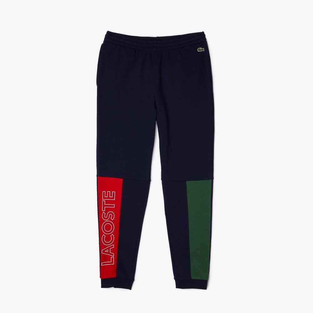 Lacoste Colorblock Cotton Fleece Blend Jogging Pants Navy Blue / Green / Red | YSBI-56371