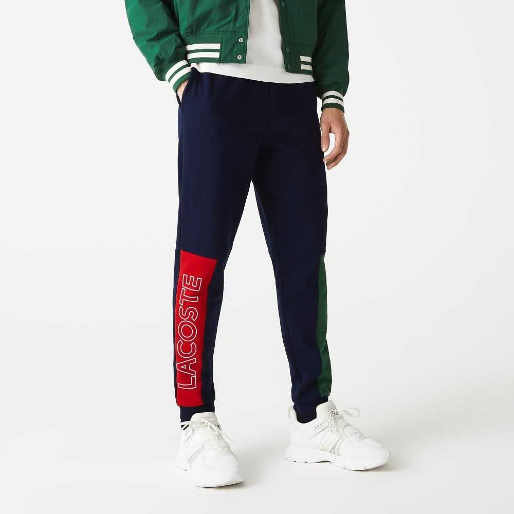 Lacoste Colorblock Cotton Fleece Blend Jogging Pants Navy Blue / Green / Red | YSBI-56371