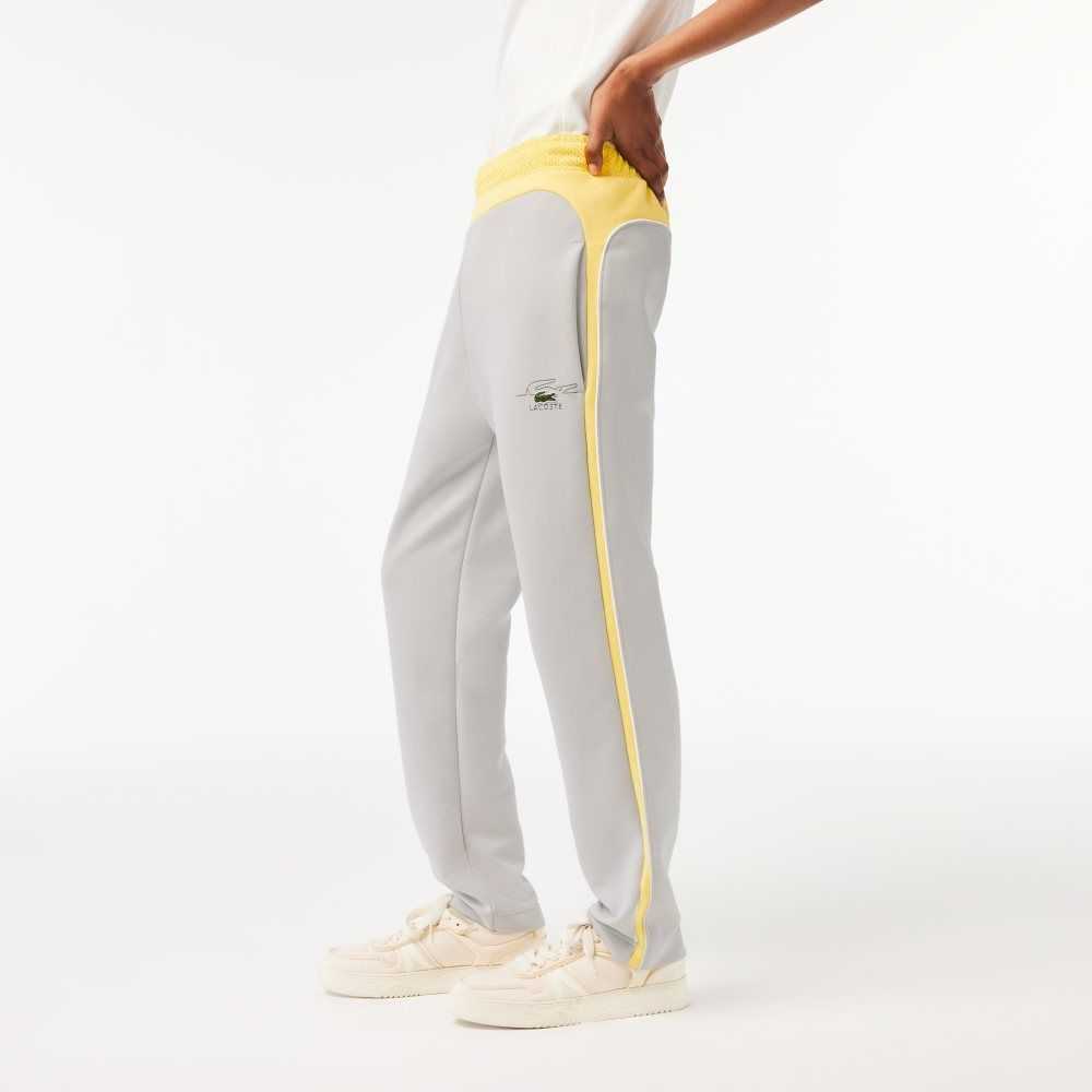 Lacoste Colorblock Organic Cotton Track Pants Light Grey / Yellow / White | IMKY-49750