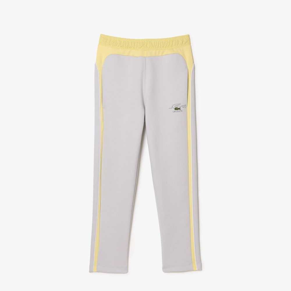 Lacoste Colorblock Organic Cotton Track Pants Light Grey / Yellow / White | IMKY-49750