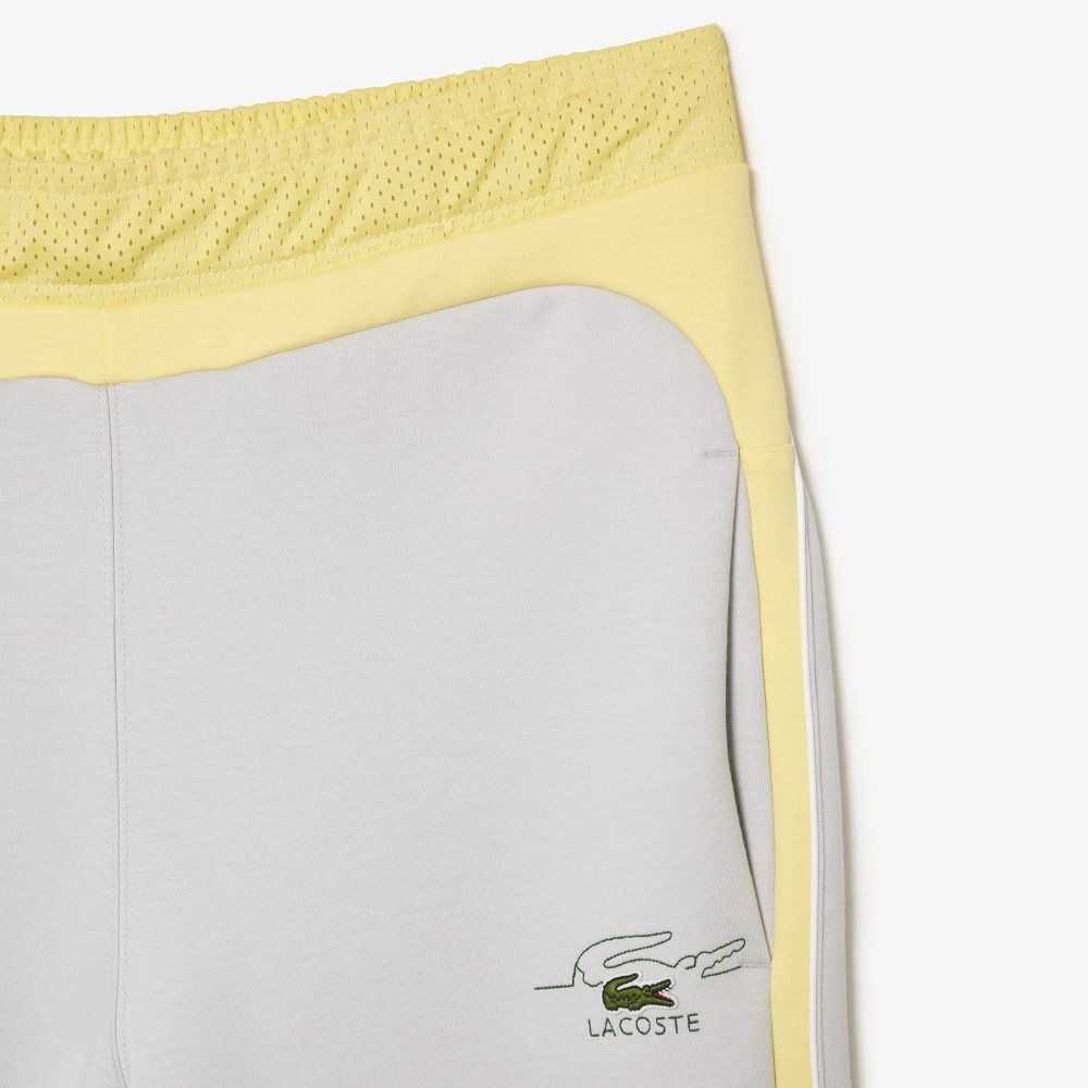 Lacoste Colorblock Organic Cotton Track Pants Light Grey / Yellow / White | IMKY-49750