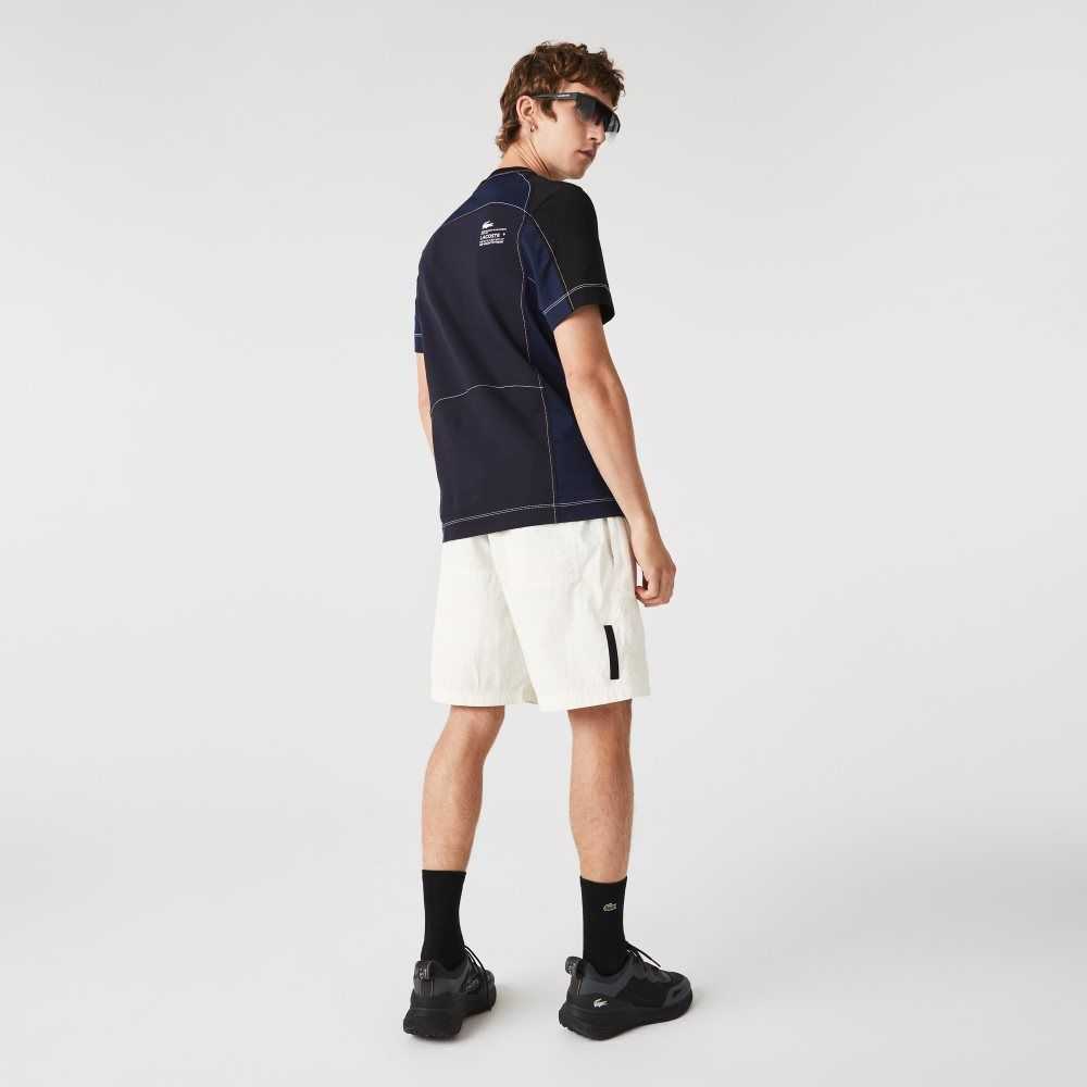 Lacoste Colorblock Patchwork Effect Shorts White | AHOY-28041