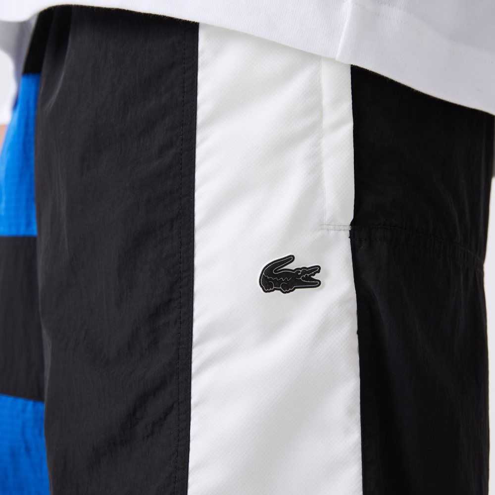 Lacoste Colorblock Patchwork Effect Shorts Black / Blue / White | XVIS-53094