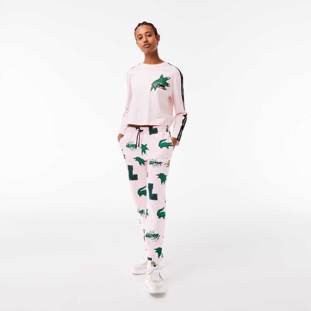 Lacoste Comic Print Trackpants Light Pink | LGDN-04953