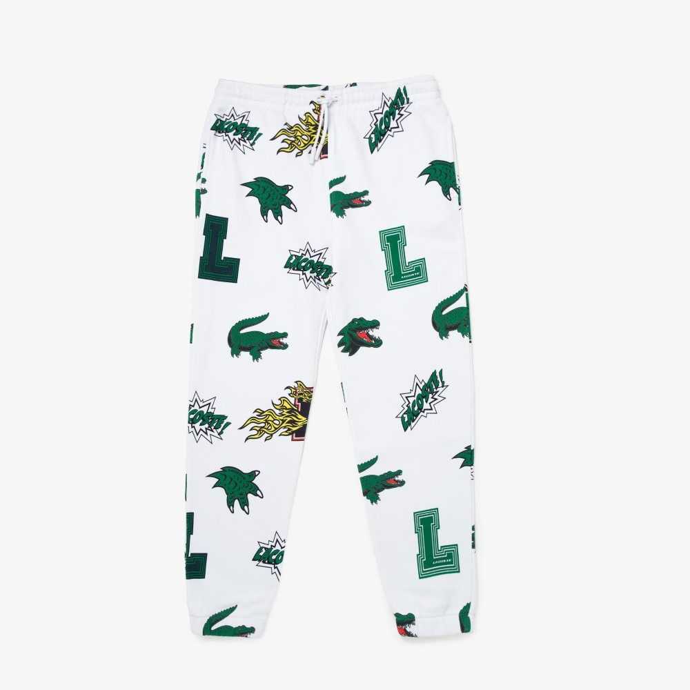 Lacoste Comic Print Trackpants White | EYTR-12937