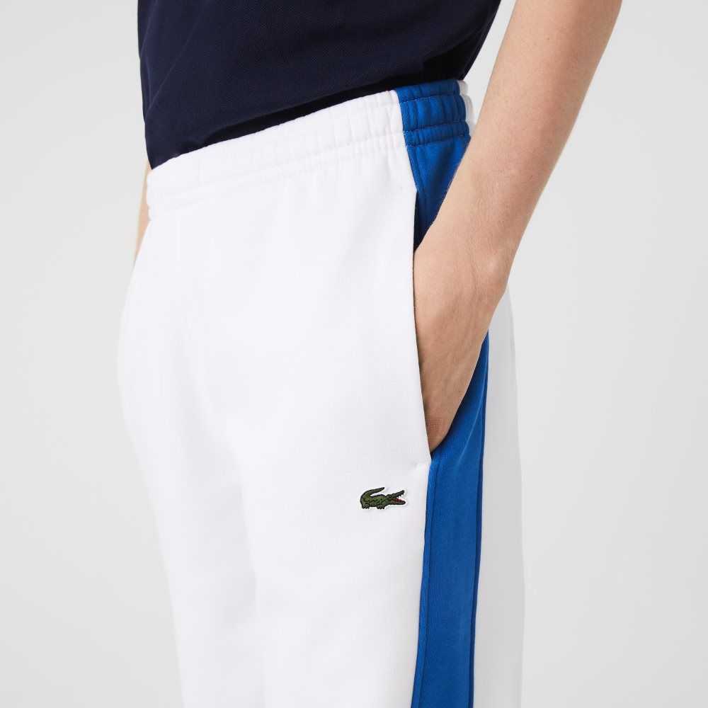 Lacoste Contrast Bands Trackpants White / Blue | YZTA-15786