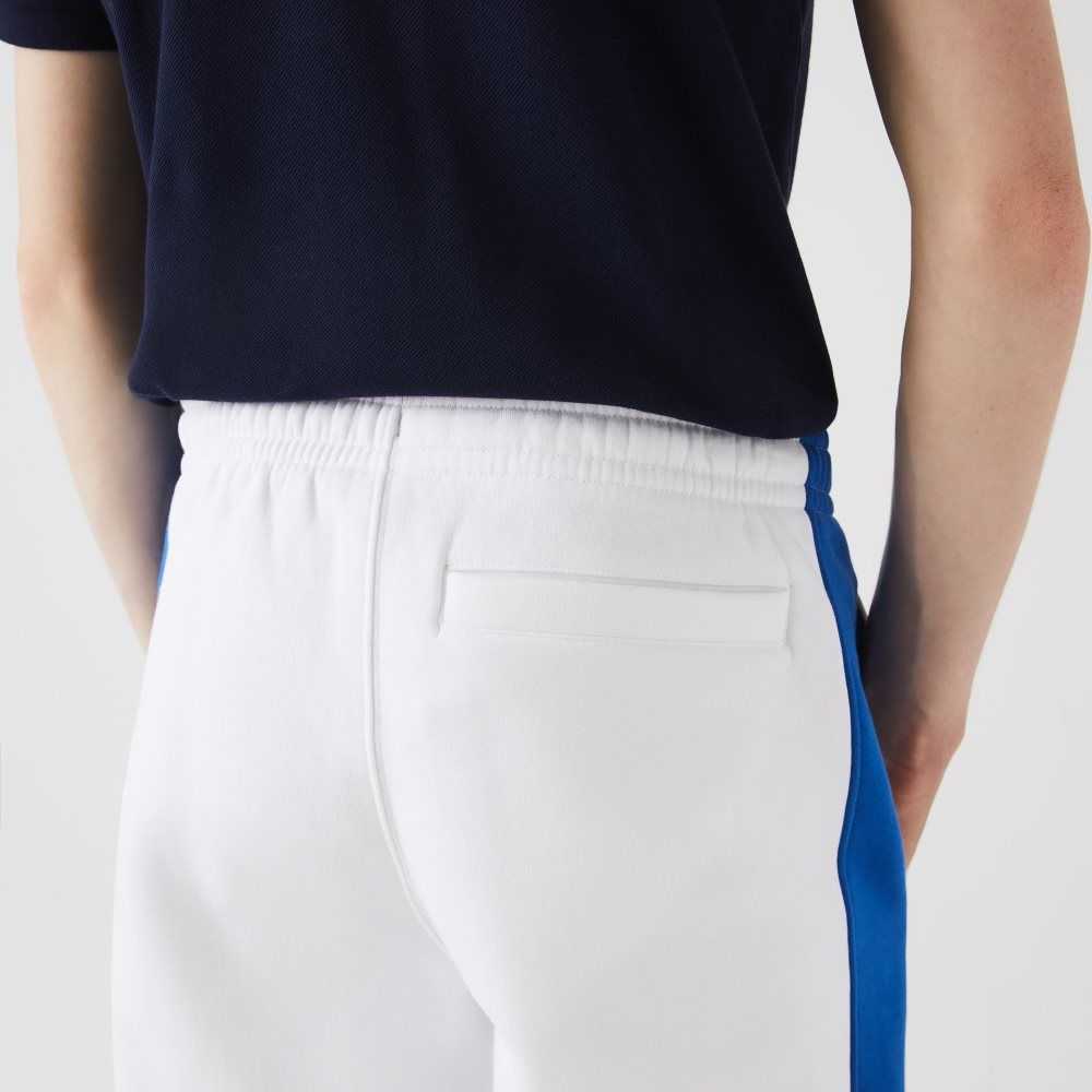 Lacoste Contrast Bands Trackpants White / Blue | YZTA-15786