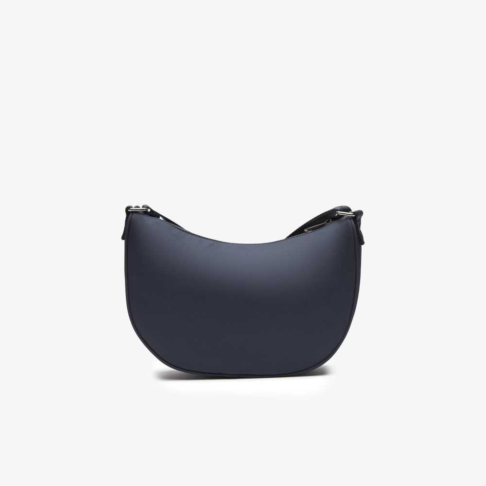 Lacoste Contrast Branding Halfmoon Bag Bleu Nuit Blanc | XZLD-68395