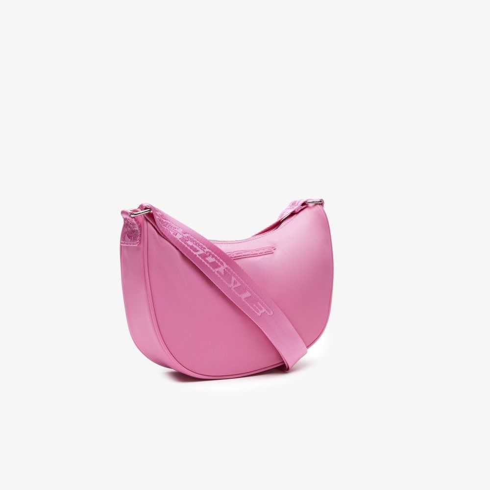 Lacoste Contrast Branding Halfmoon Bag Wild Rose Corrida | OGHV-48591
