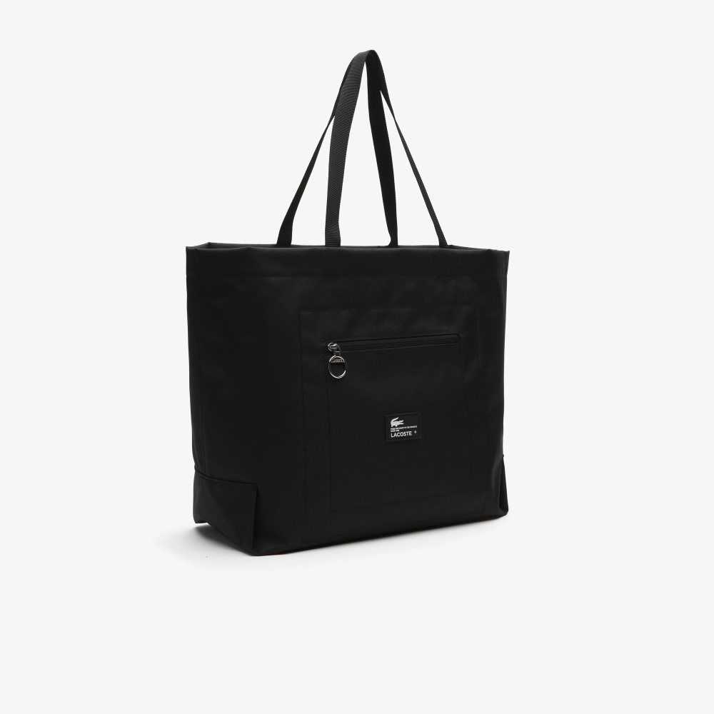 Lacoste Contrast Branding Oversized Tote Bag Noir Patch | EVPJ-24956