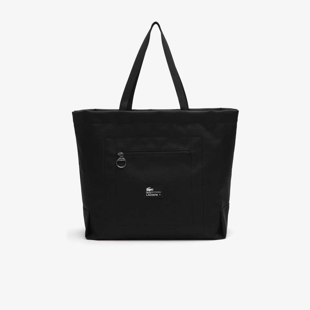Lacoste Contrast Branding Oversized Tote Bag Noir Patch | EVPJ-24956