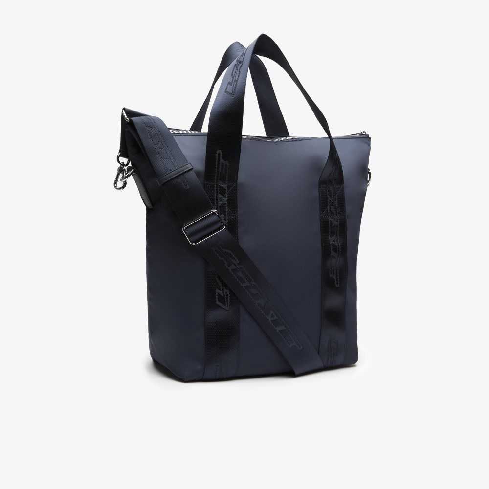 Lacoste Contrast Branding Tote Bag Bleu Nuit Blanc | GFVD-53817