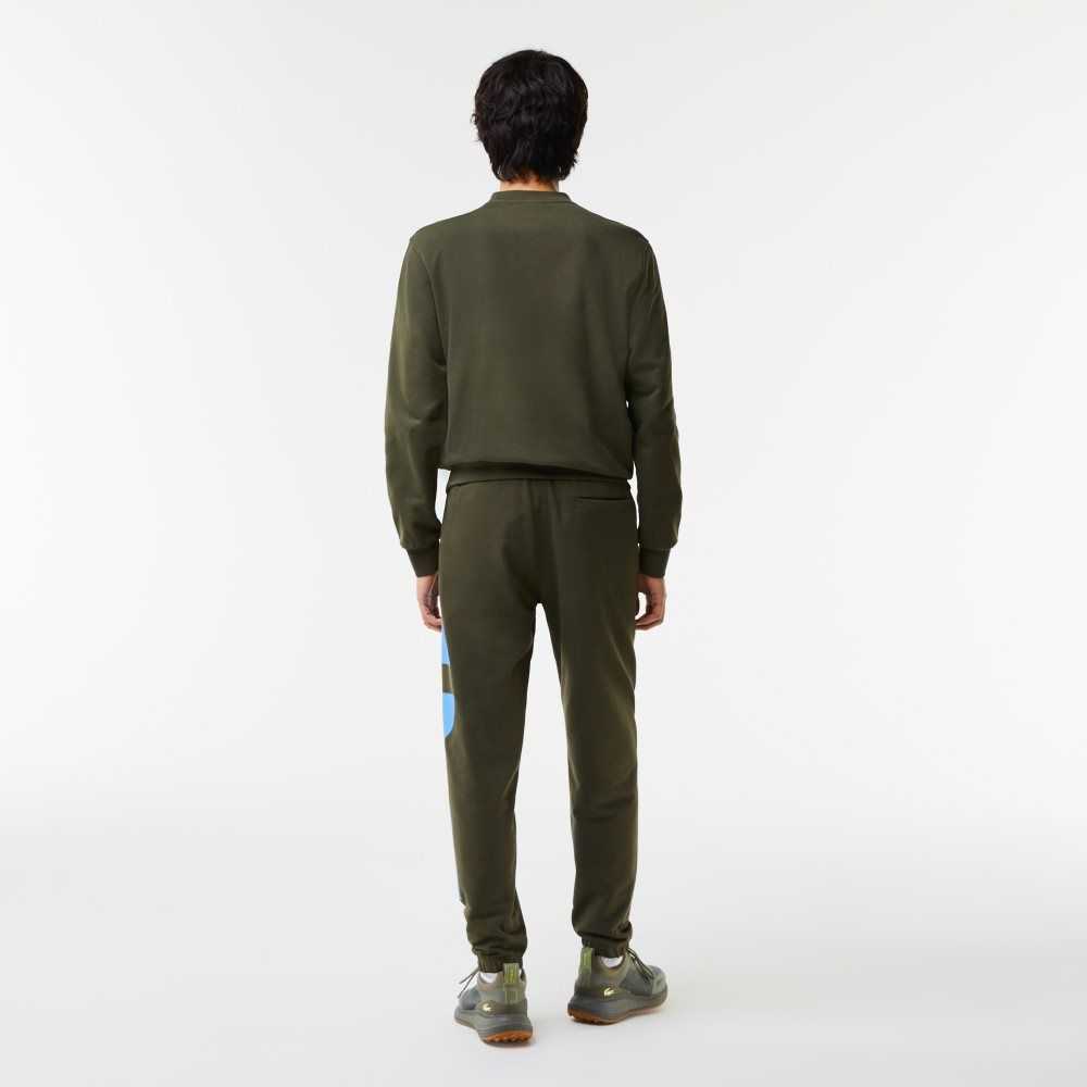Lacoste Contrast Lettering Cotton Trackpants Khaki Green | AYOK-94761