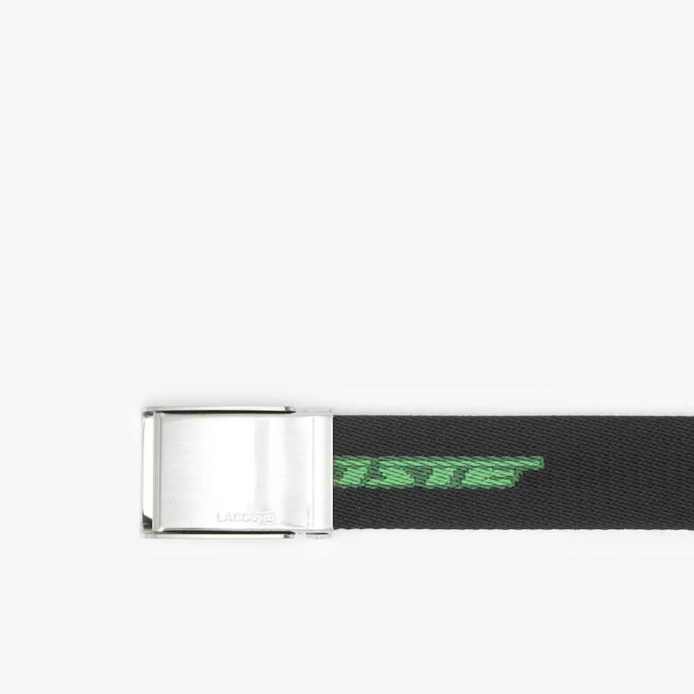 Lacoste Contrast Logo Print Belt Noir Estragon Vert 132 | AVUE-75369