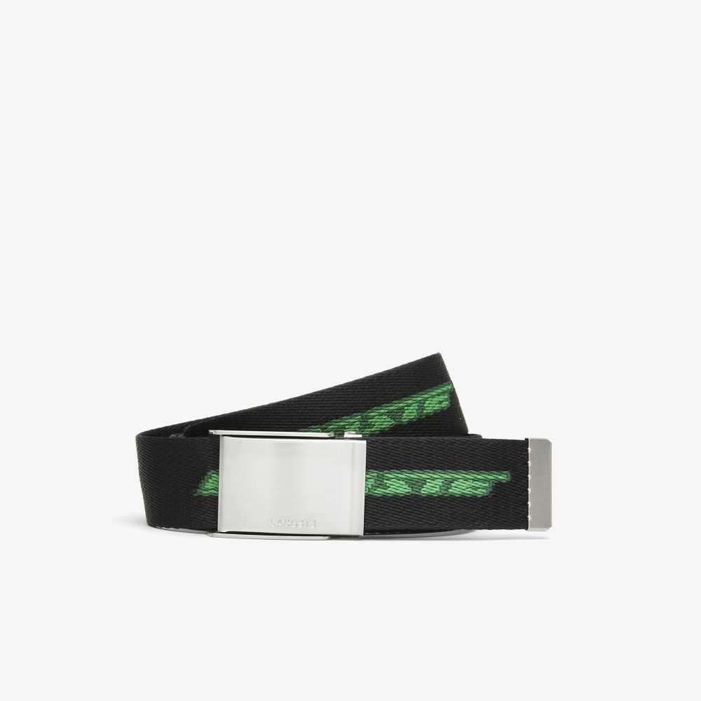 Lacoste Contrast Logo Print Belt Noir Estragon Vert 132 | AVUE-75369