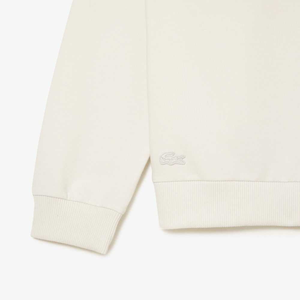 Lacoste Contrast Logo Print Fleece Sweatshirt Beige | IQWE-39158