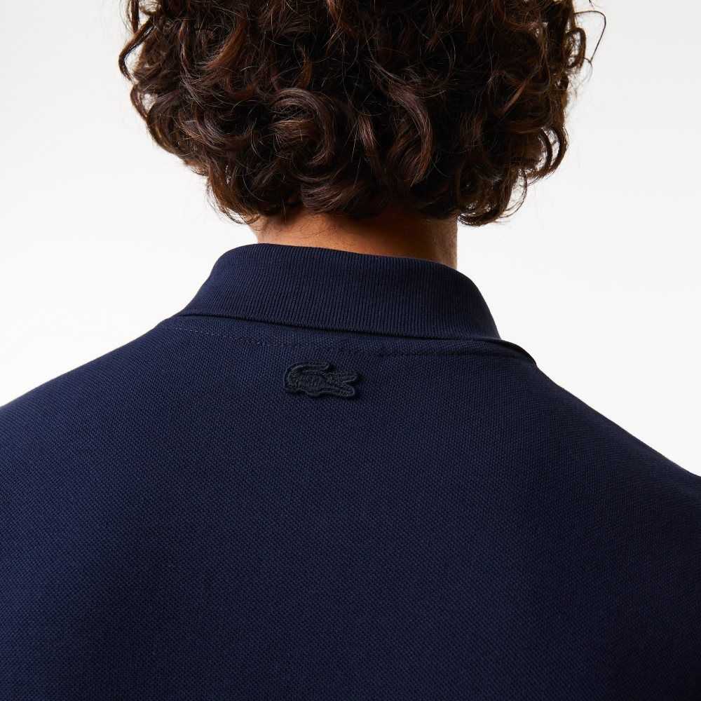 Lacoste Contrast Placket And Crocodile Badge Polo Navy Blue | NLZT-57196