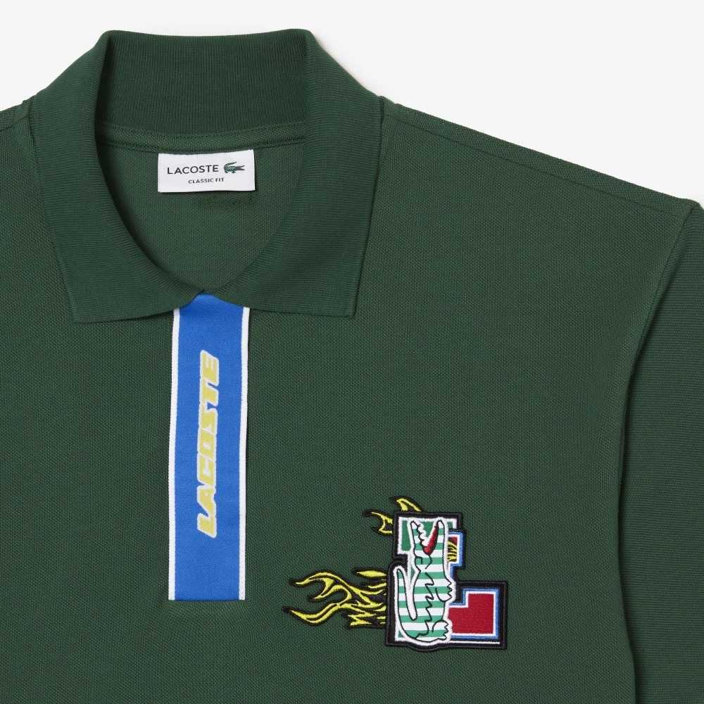 Lacoste Contrast Placket And Crocodile Badge Polo Green | OBPW-72483