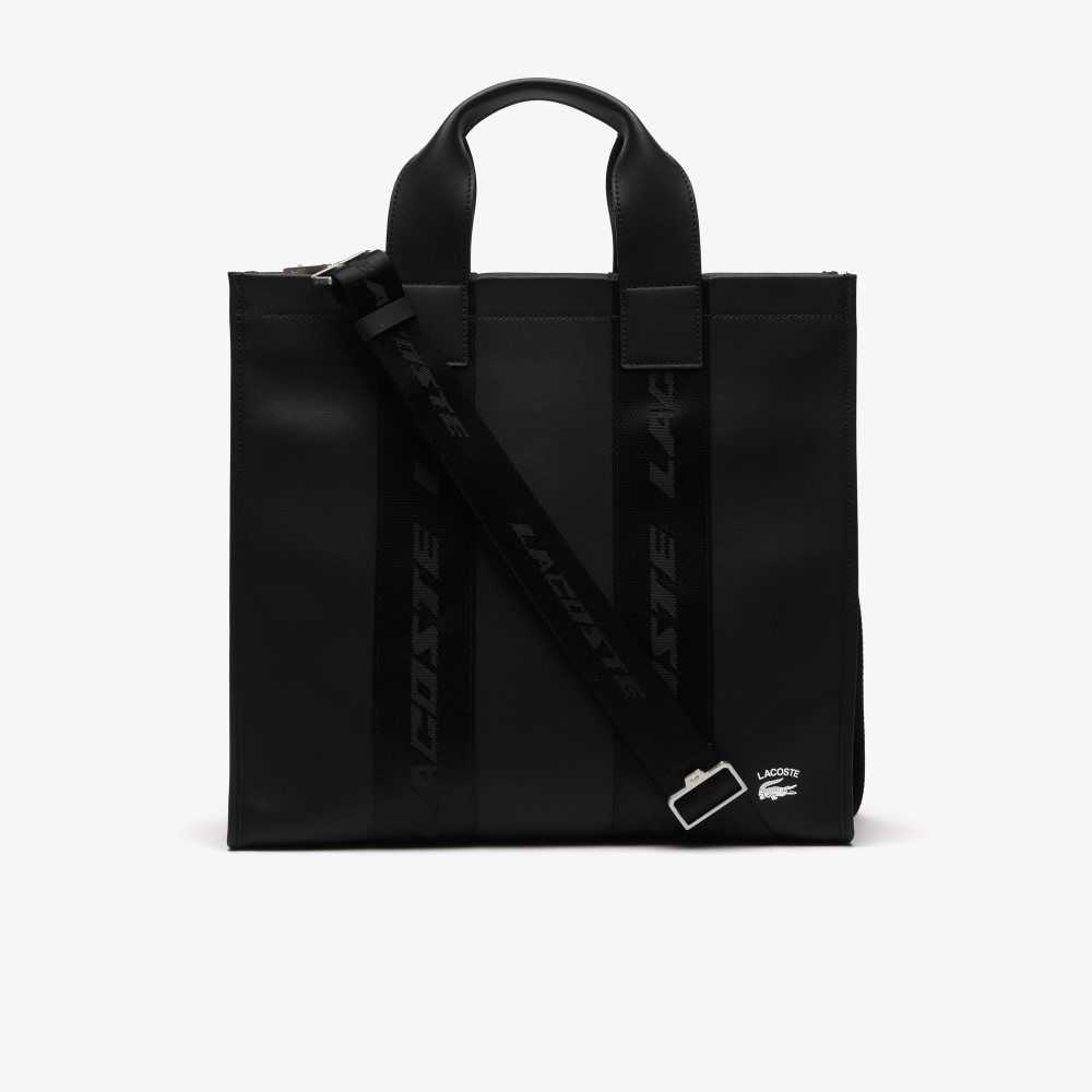 Lacoste Contrast Print Tote Black | QWVO-94230