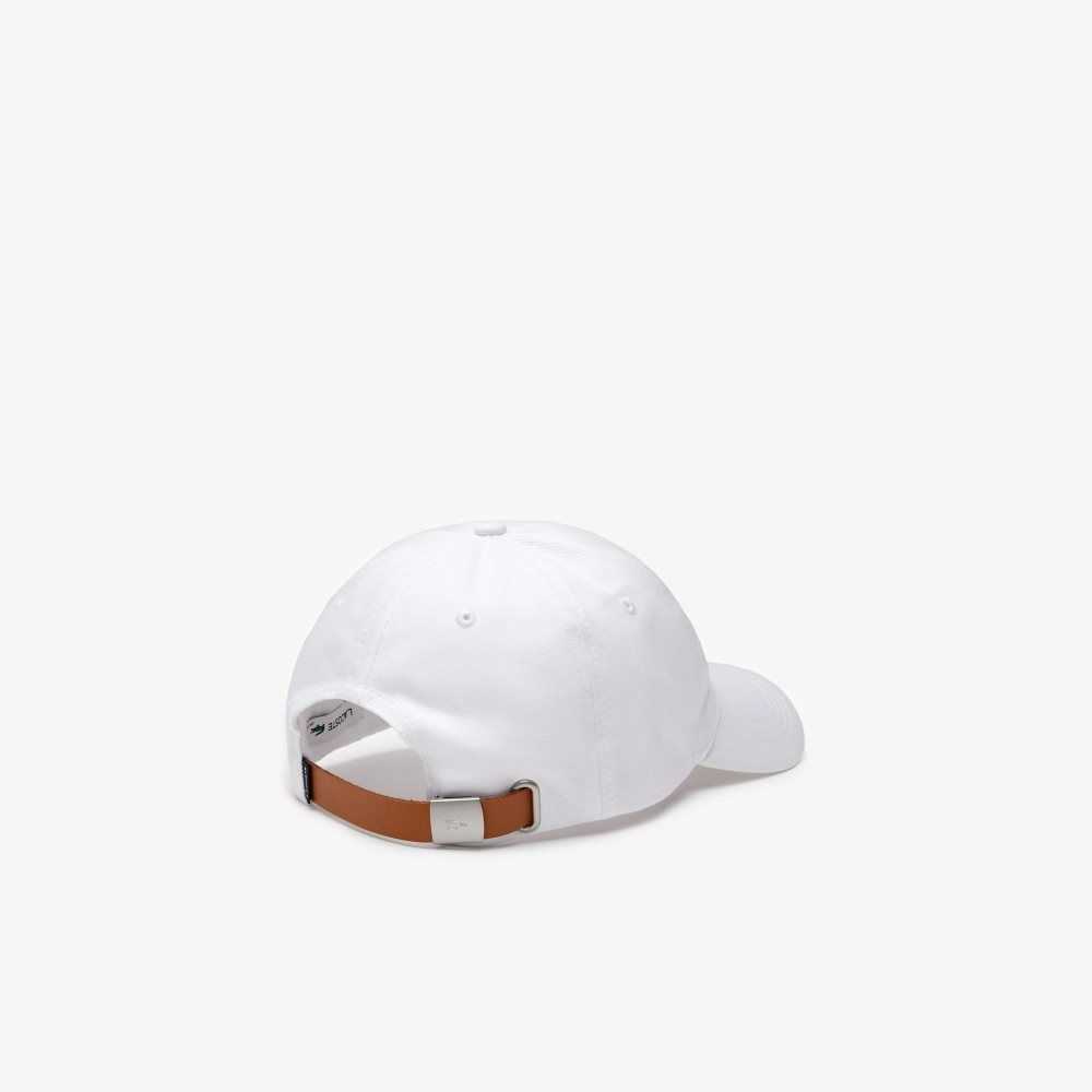 Lacoste Contrast Strap And Oversized Crocodile Cotton Cap White | CIBH-43752