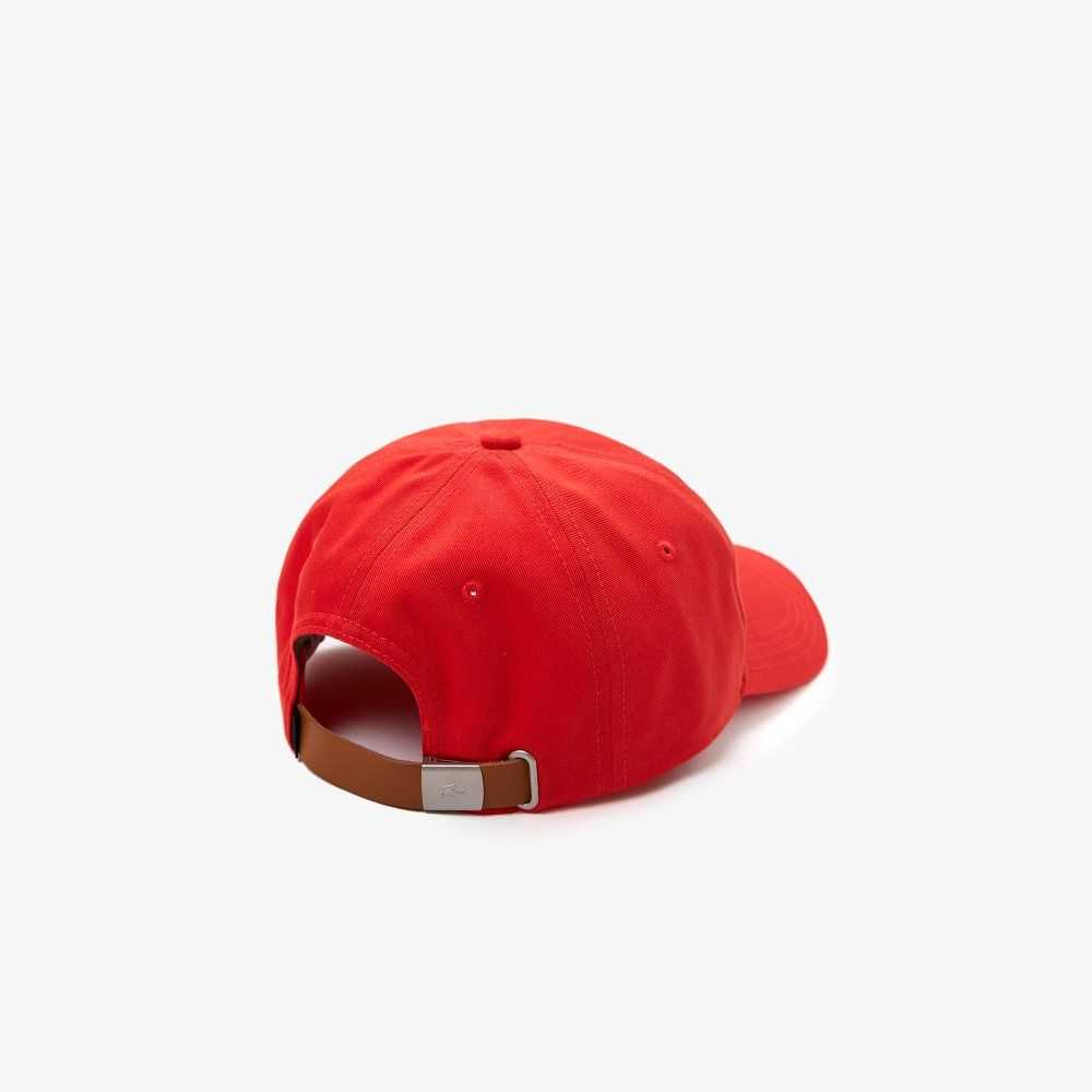 Lacoste Contrast Strap And Oversized Crocodile Cotton Cap Red | HSMV-46720