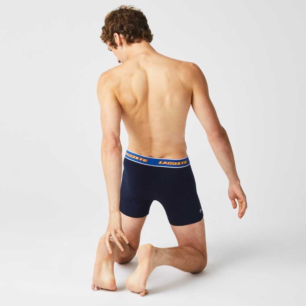 Lacoste Contrast Waist Boxer Brief 3-Pack Navy Blue / Red / White / Blue | RIVW-32097