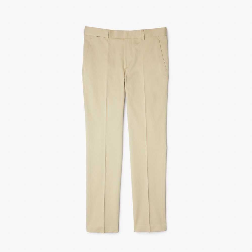 Lacoste Cotton And Linen Blend Pleated Pants Beige | EYLS-76951