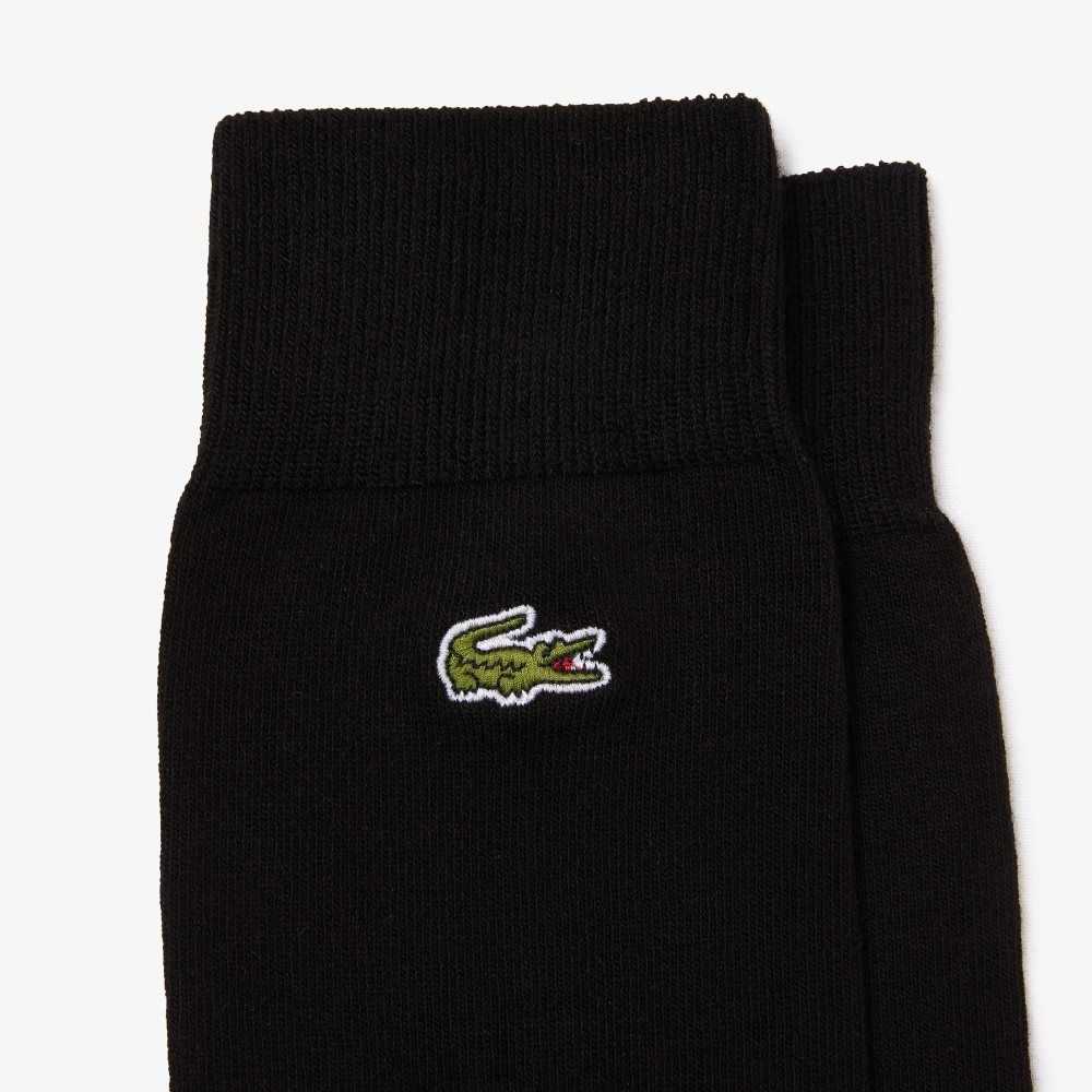 Lacoste Cotton Blend High-Cut Socks Black | EOFD-54867