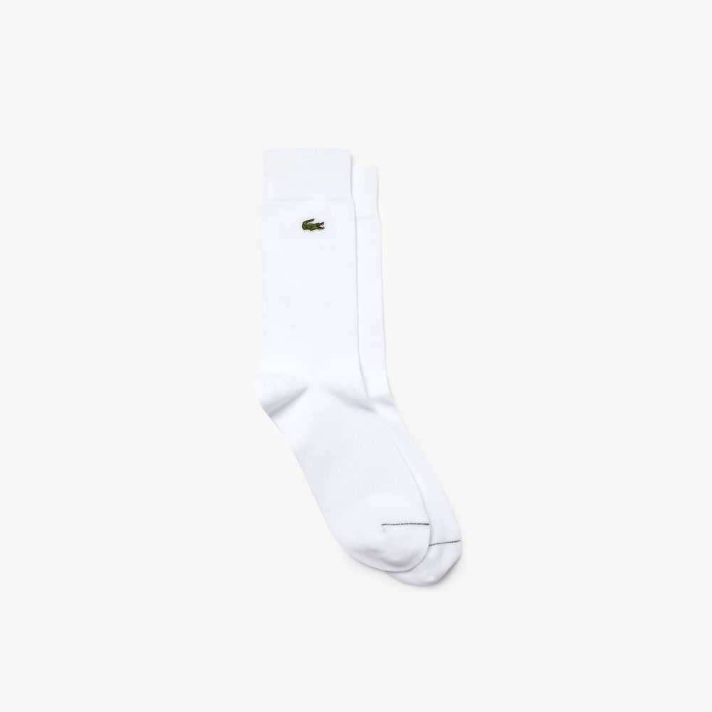 Lacoste Cotton Blend High-Cut Socks White | EPVJ-10685