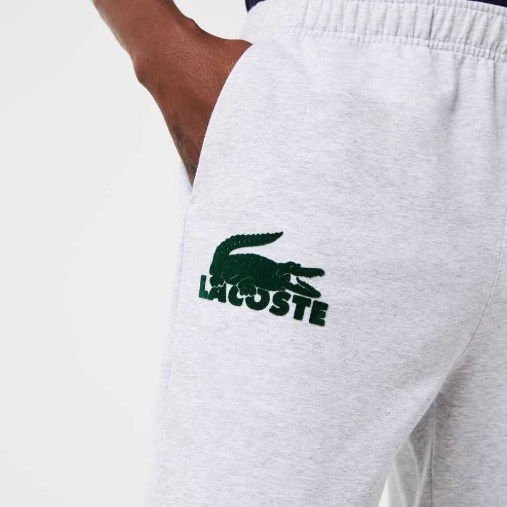 Lacoste Cotton Fleece Lounge Joggers Grey Chine / Green | CQSY-79403