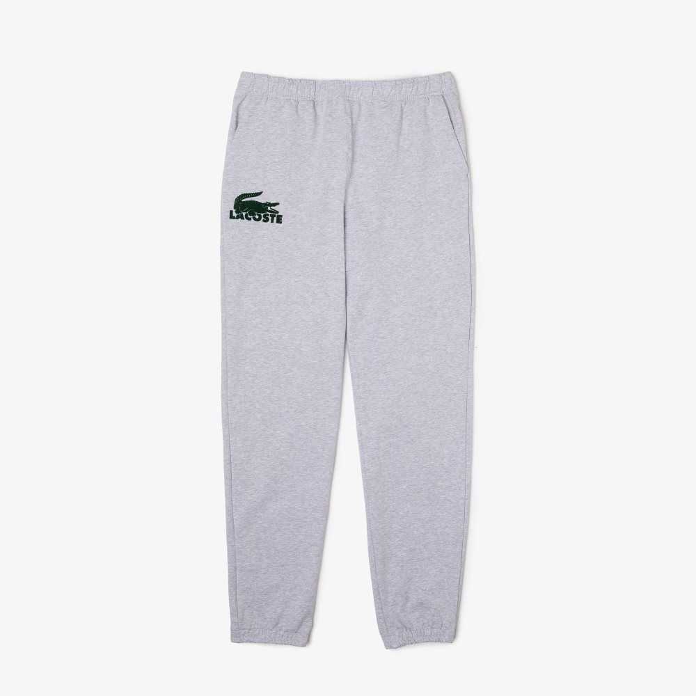 Lacoste Cotton Fleece Lounge Joggers Grey Chine / Green | CQSY-79403