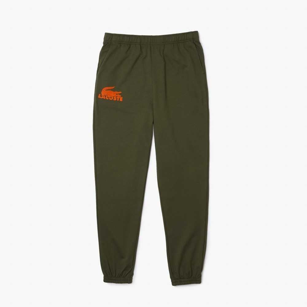 Lacoste Cotton Fleece Lounge Joggers Khaki Green / Orange | LEFN-05493