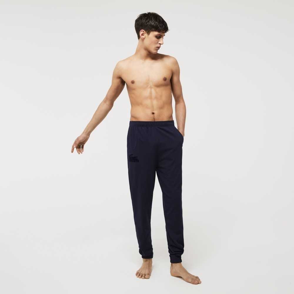 Lacoste Cotton Fleece Lounge Joggers Navy Blue | PMLK-05627