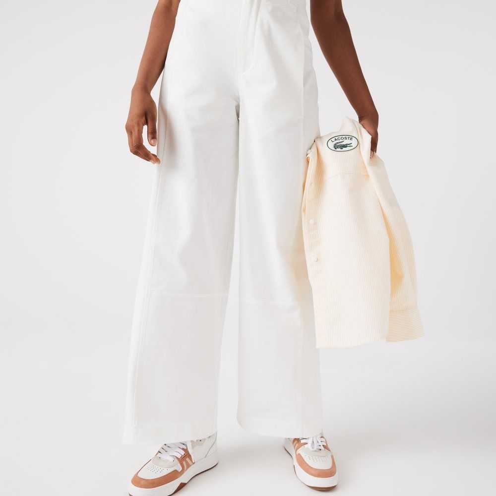 Lacoste Cotton Gabardine Pants White | FQYC-87039