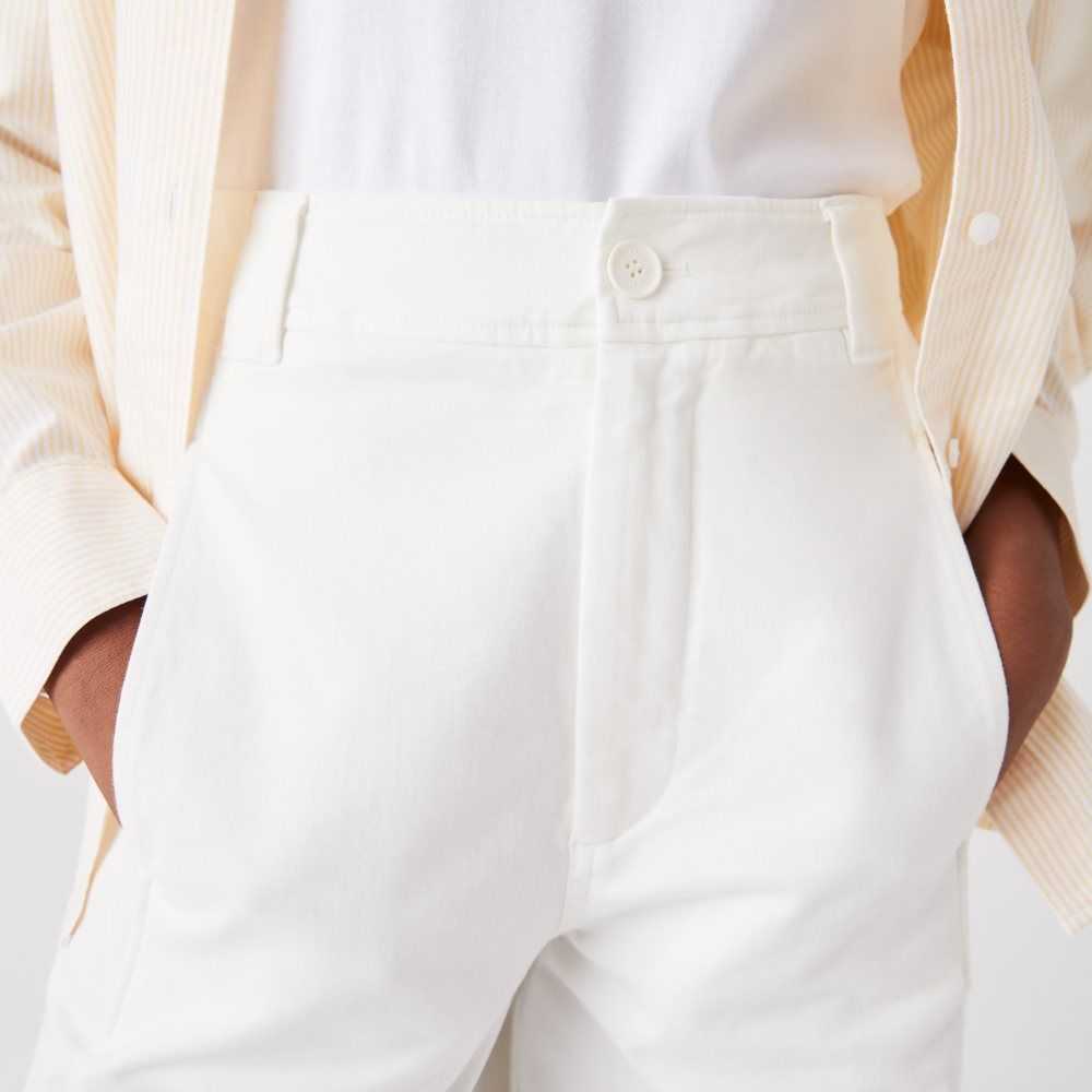 Lacoste Cotton Gabardine Pants White | FQYC-87039