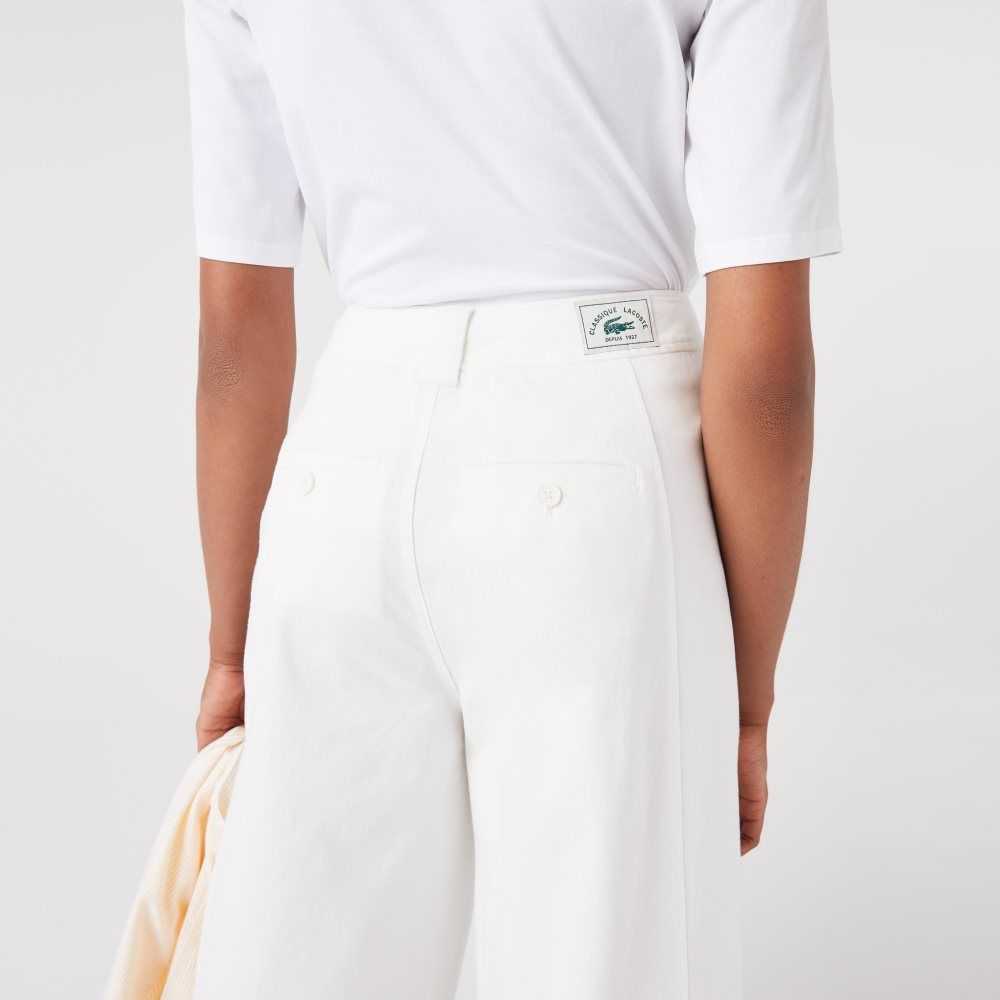 Lacoste Cotton Gabardine Pants White | FQYC-87039