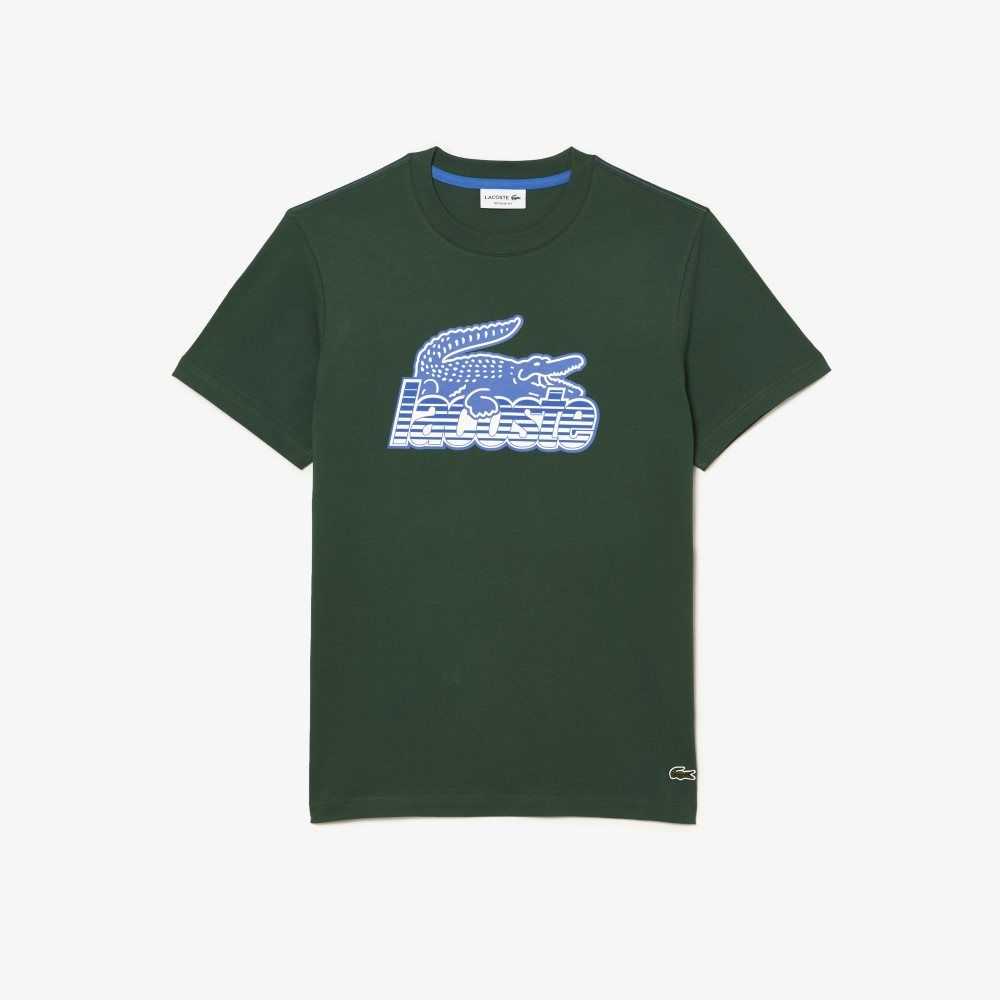 Lacoste Cotton Jersey Print T-Shirt Green | QVRZ-25016