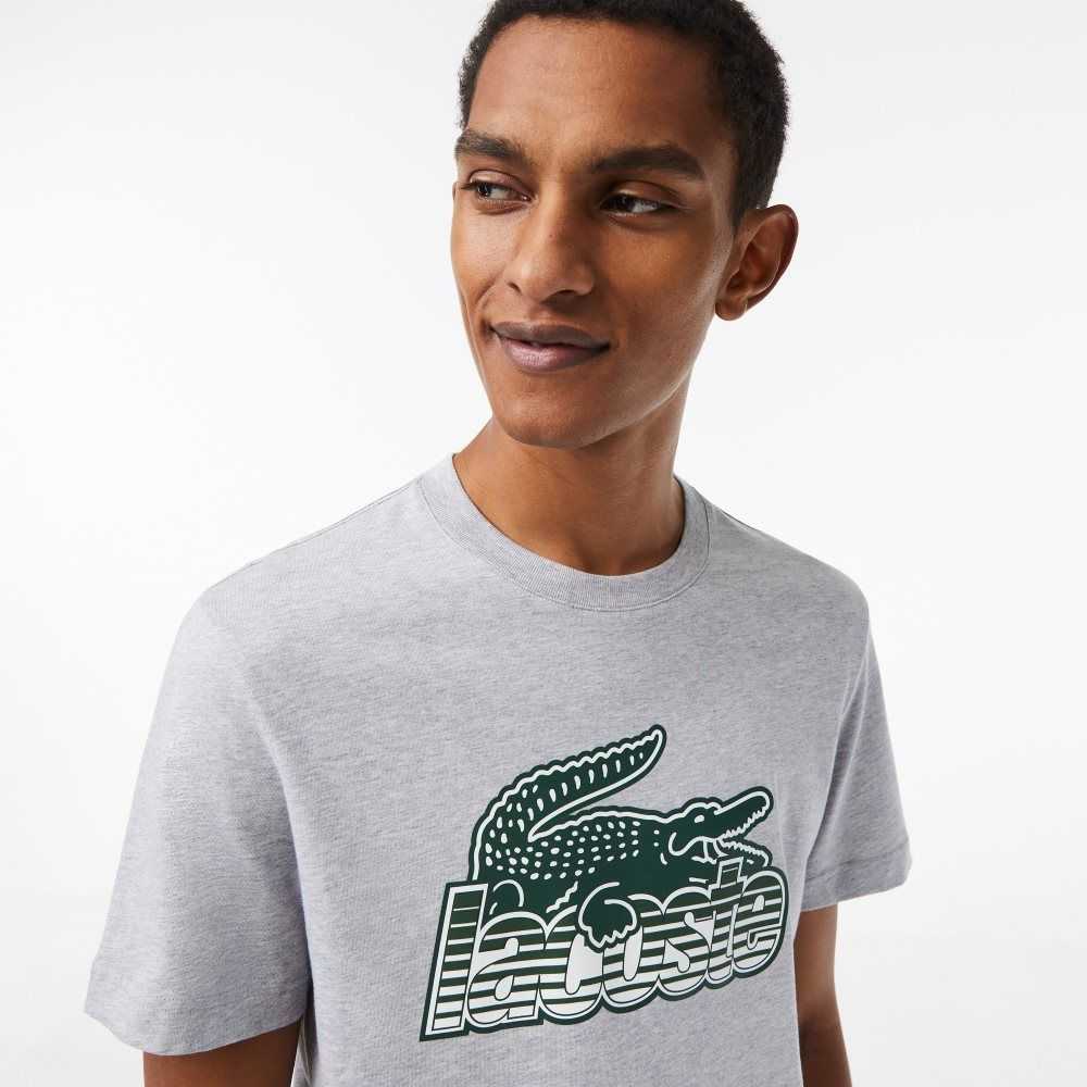 Lacoste Cotton Jersey Print T-Shirt Grey Chine | BPZT-15289